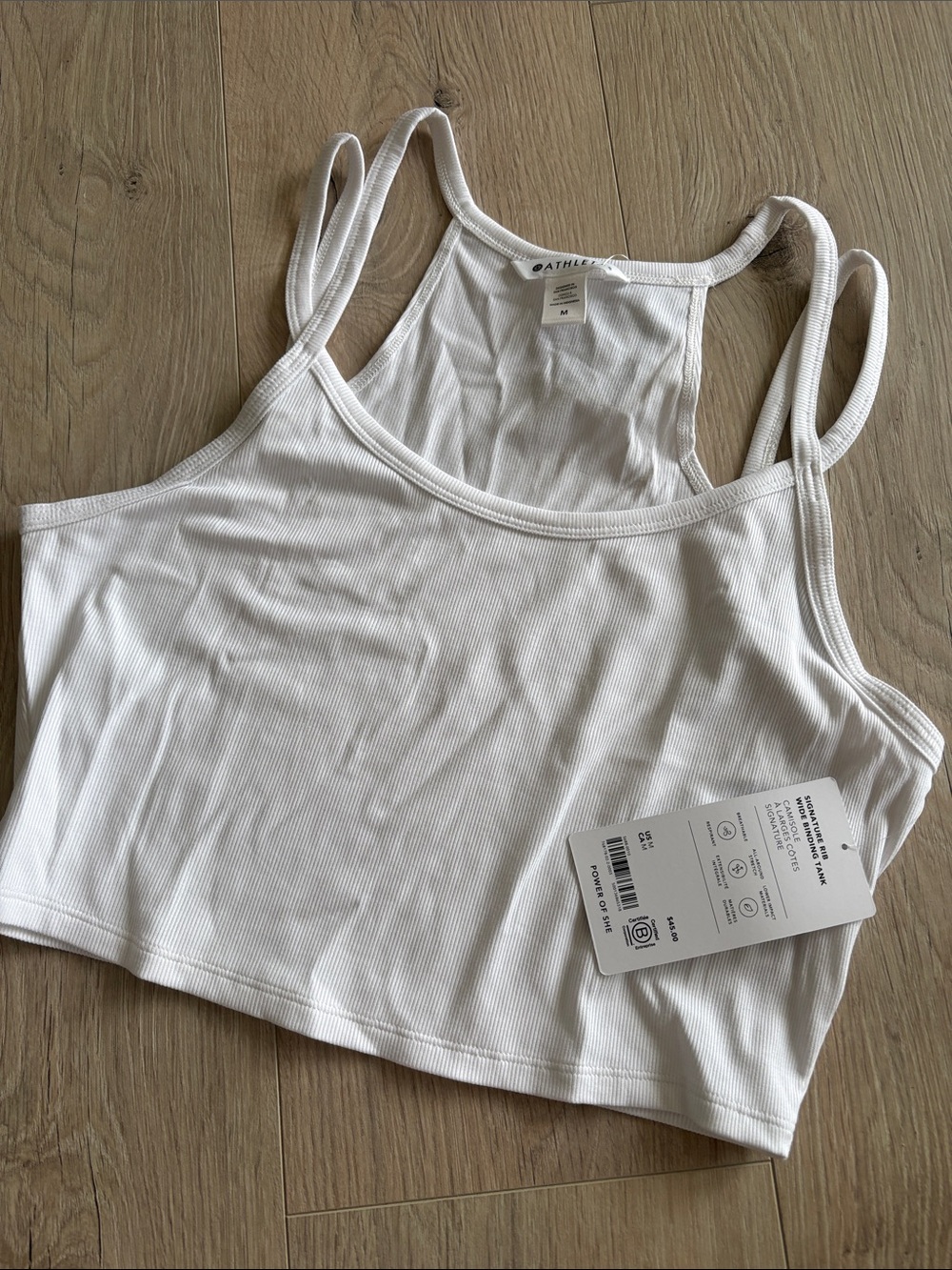 Athleta White Ribbed Double-Strap Cropped Tank